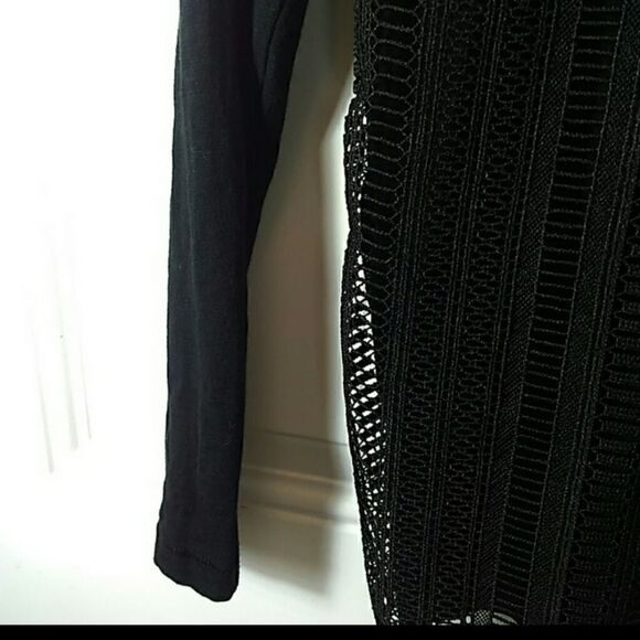 J crew lace front black long sleeve t-shirt - Picture 3 of 6